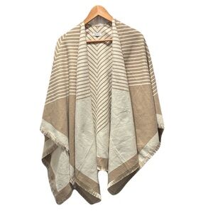 Banana Republic Tan and Cream Chevron Wool Poncho